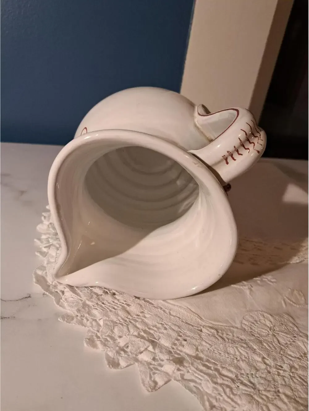 Italian Casa Kucharski Hand-Painted Ceramic Pitcher A. Zen Nove-Signed, 7